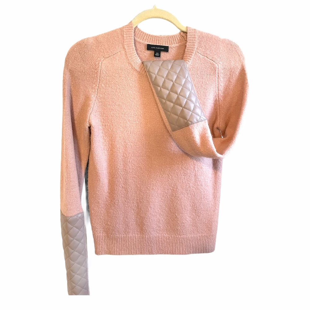 Pleather detailed blush sweater